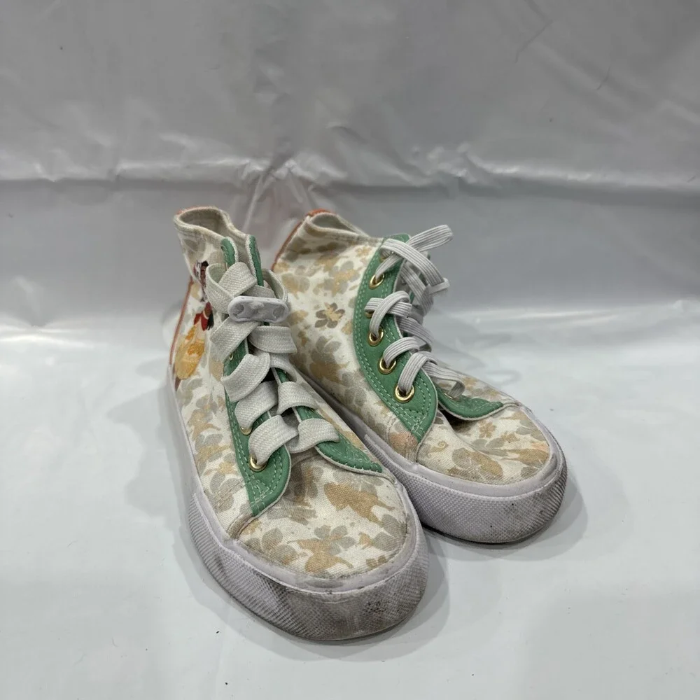 Ground Up Moana Sneakers Girls US 12 White Floral Canvas Comfort Shoes EBS2692